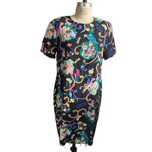 Diane von Furstenberg Vintage Silk Sheath Dress Women’s Size 14 Tropical Print